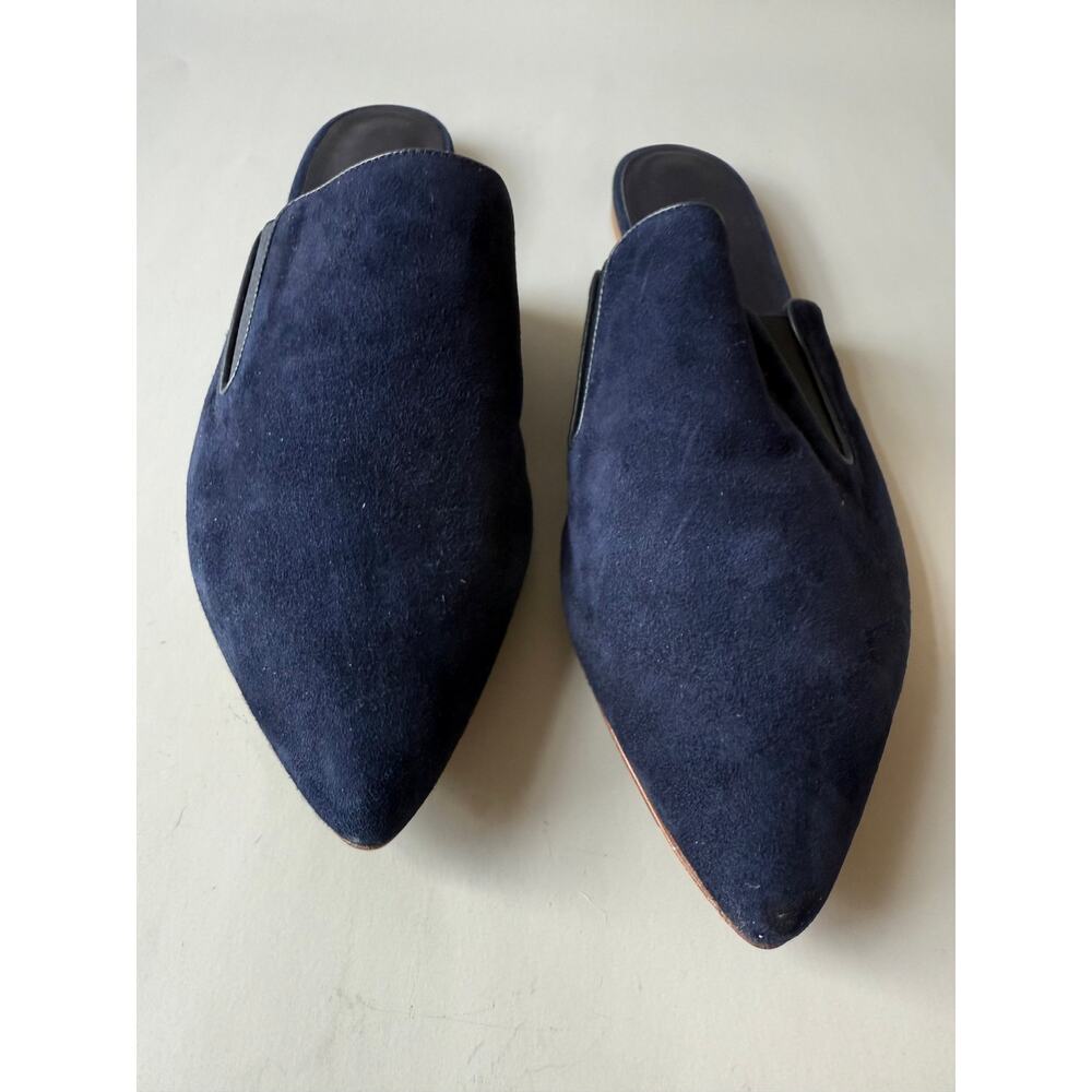 Jenni Kayne Blue Suede Flat Mule sz 41 Pointy toe Leather Slipper Slides Italy - Picture 3 of 6